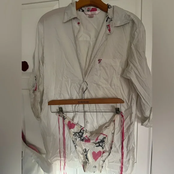 😍8for1 Price🦊pijama Shirt bikini set SzXS &White lace inserted Top. - Picture 2 of 16